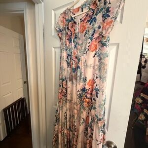 Love Stitch Pastel Floral Maxi Dress